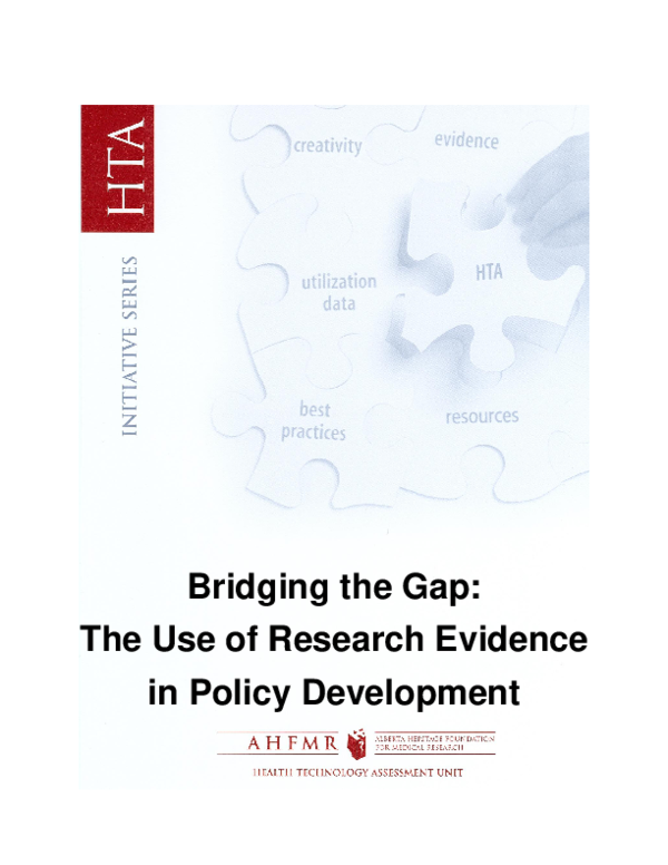 (PDF) Bridging the Gap: The Use of Research Evidence in Policy Development