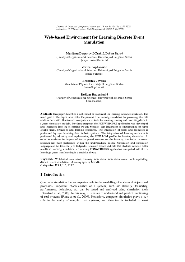 (PDF) Web-based Environment for Learning Discrete Event Simulation