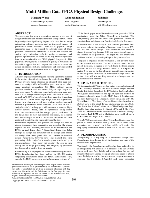 (PDF) Multi-million gate FPGA physical design challenges