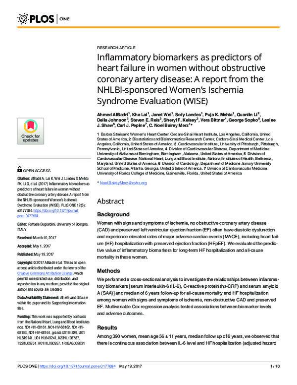(PDF) Inflammatory biomarkers as predictors of heart failure in women ...