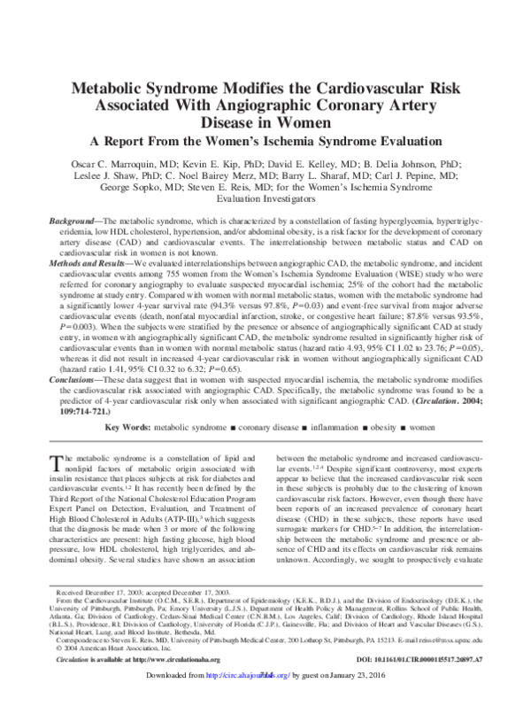 (PDF) Metabolic Syndrome Modifies the Cardiovascular Risk Associated ...