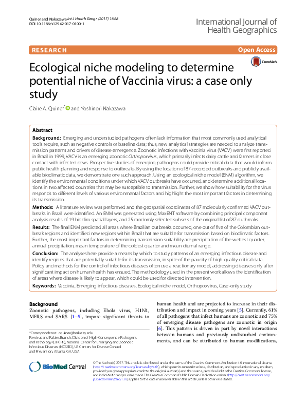 (PDF) Ecological niche modeling to determine potential niche of ...