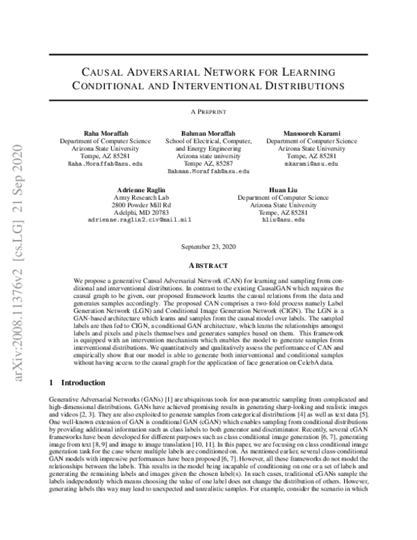 (PDF) Causal Adversarial Network for Learning Conditional and ...