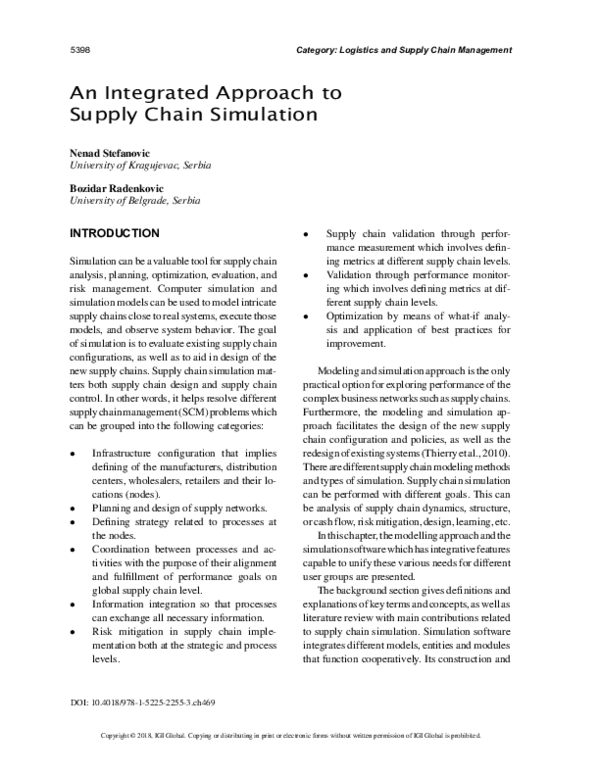 (PDF) An Integrated Approach to Supply Chain Simulation