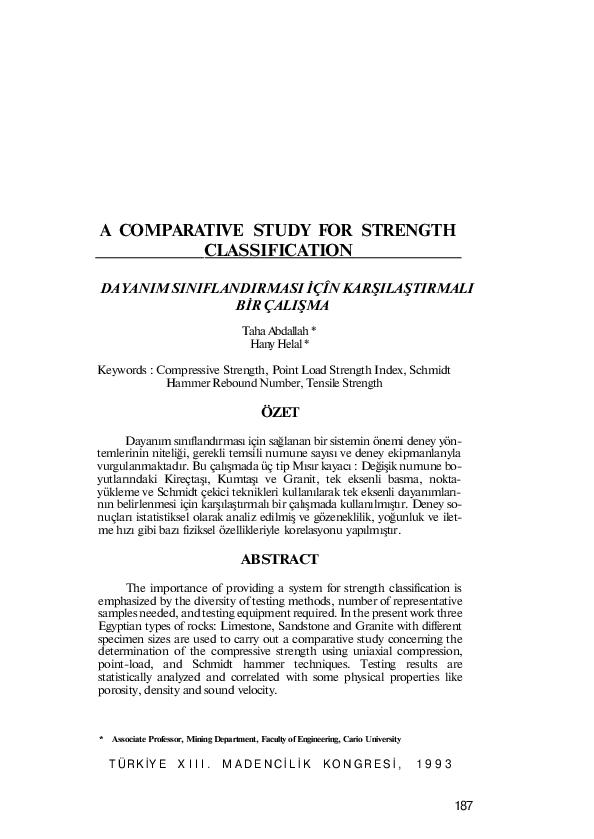 (PDF) A Comparative Study for Strength Classification