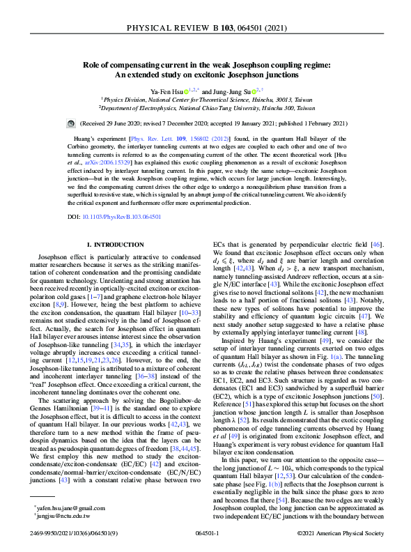 (PDF) Role of compensating current in the weak Josephson coupling ...