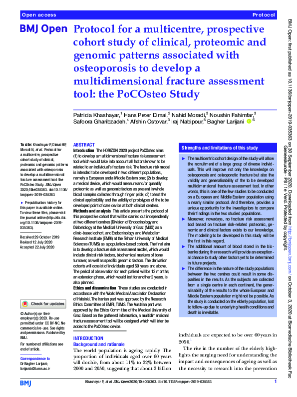 (PDF) Protocol for a multicentre, prospective cohort study of clinical ...