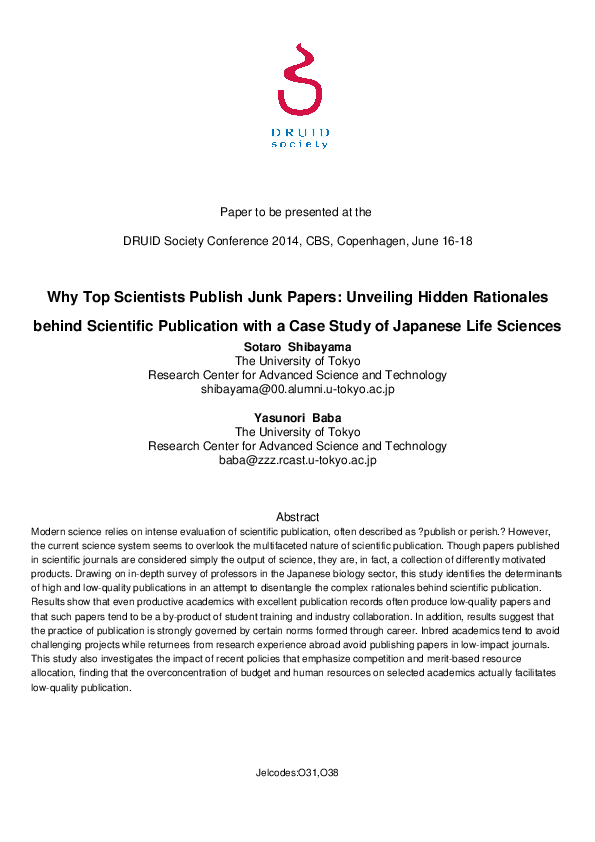 (PDF) Junk Papers : Unveiling Hidden Rationales behind Scientific ...