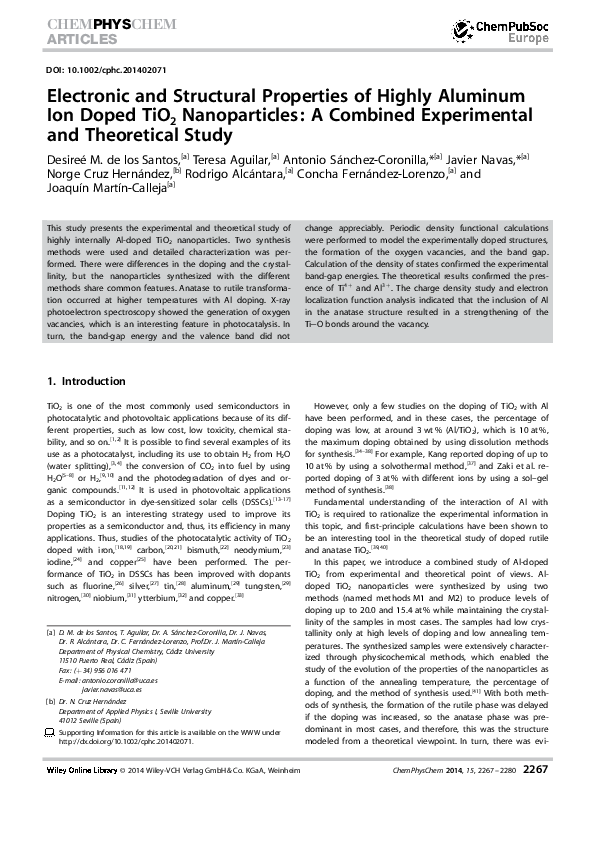 (PDF) Electronic and Structural Properties of Highly Aluminum Ion Doped ...