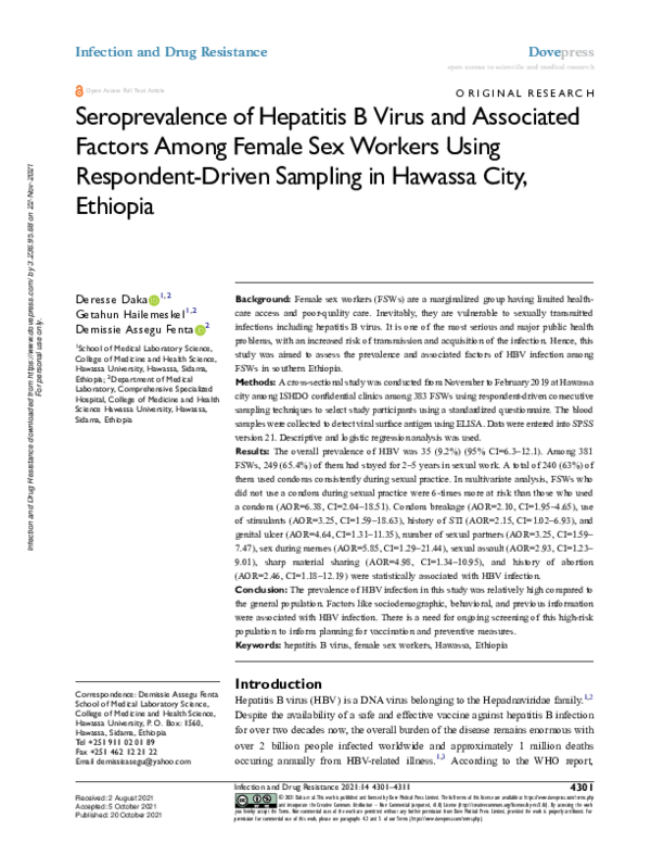 (PDF) Seroprevalence of Hepatitis B Virus and Associated Factors Among ...