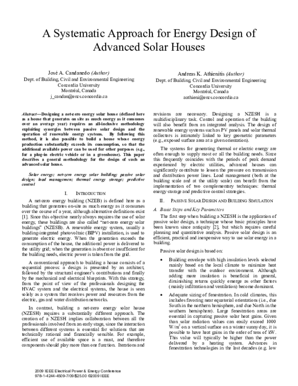(PDF) A systematic approach for energy design of advanced solar houses