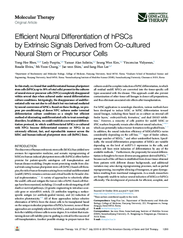 (PDF) Efficient neural differentiation of human pluripotent stem cells ...