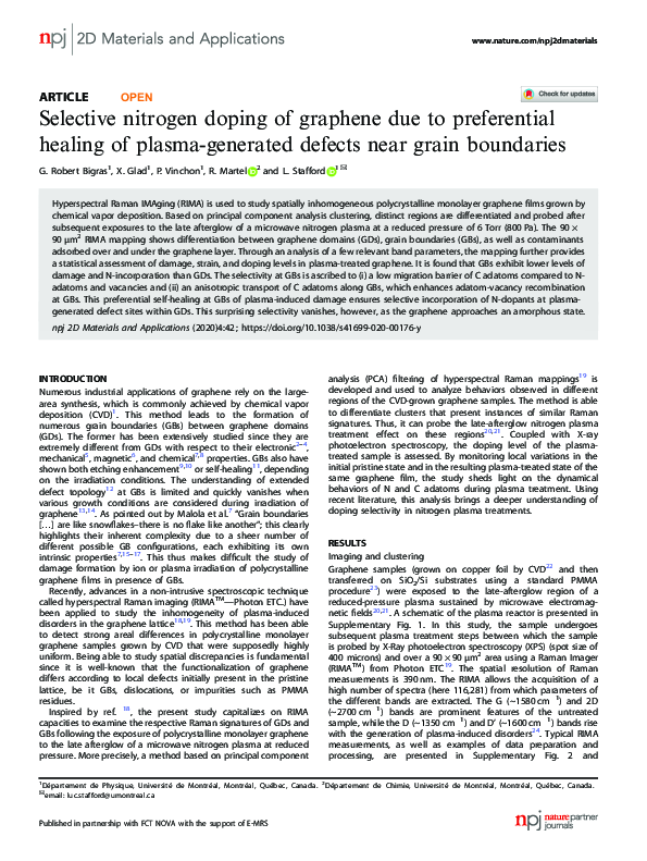 (PDF) Selective nitrogen doping of graphene due to preferential healing ...
