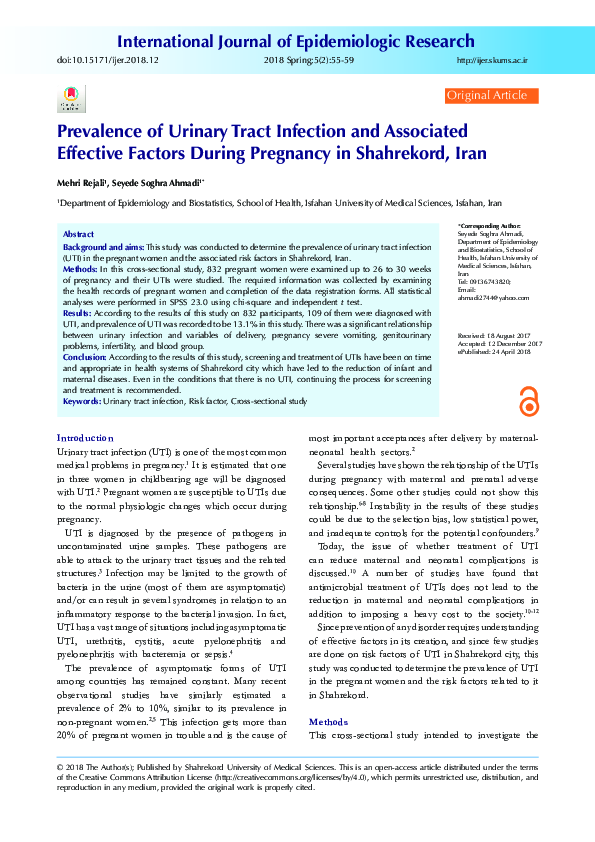 (PDF) Prevalence of Urinary Tract Infection and Associated ...
