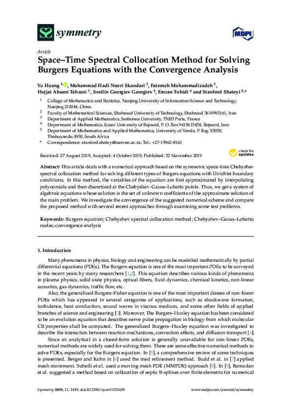 (PDF) Space–Time Spectral Collocation Method for Solving Burgers ...