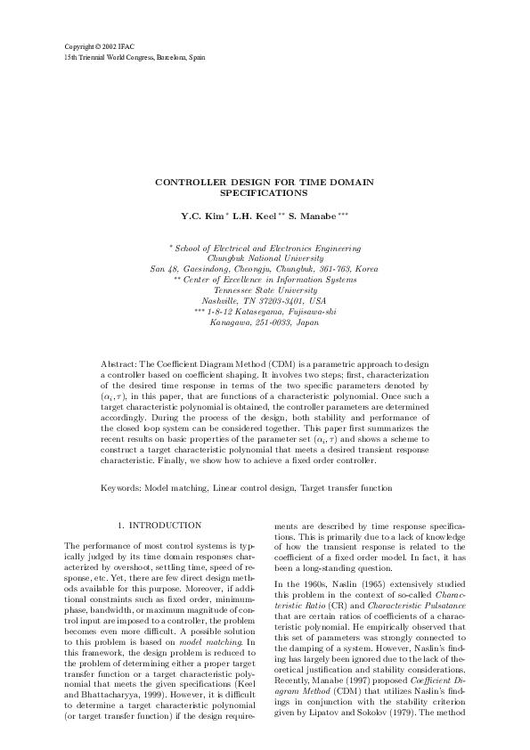 (PDF) Controller design for time domain specifications