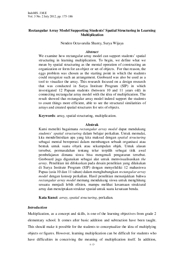 (PDF) Rectangular Array Model Supporting Students’ Spatial Structuring ...