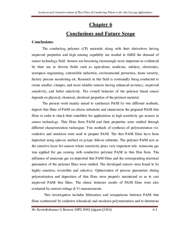 (PDF) Synthesis and Characterization of Thin Films of Conducting ...