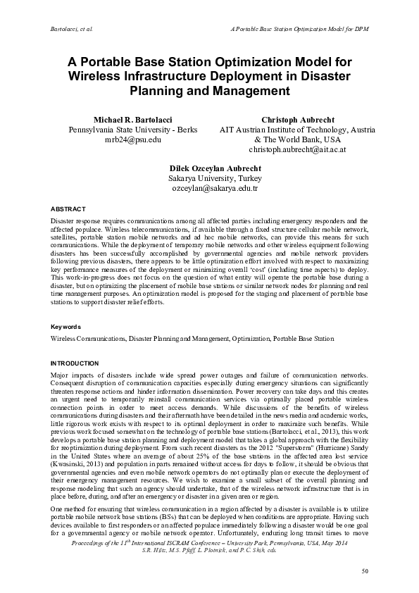 (PDF) A portable base station optimization model for wireless ...