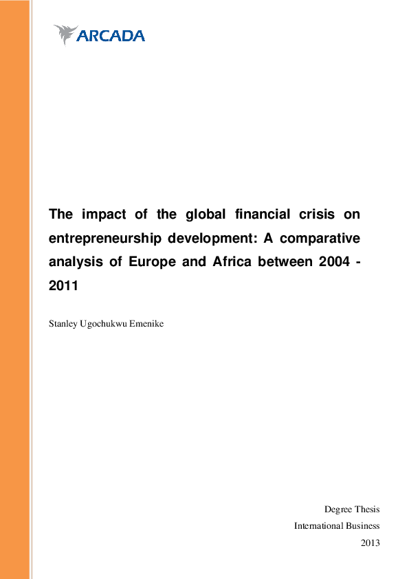 (PDF) The impact of the global financial crisis on entrepreneurship ...