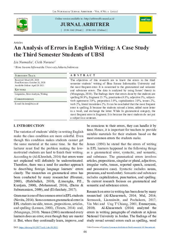 (PDF) An Analysis of Errors in English Writing: A Case Study the Third ...
