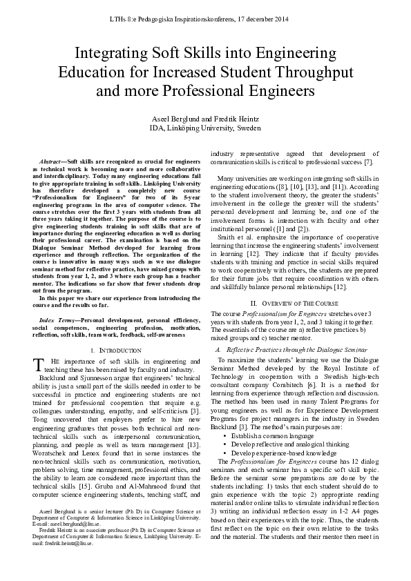 (PDF) Integrating Soft Skills into Engineering Education for Increased ...