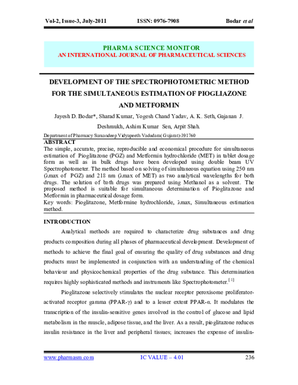 (PDF) Development of the Spectrophotometric Method for the Simultaneous ...