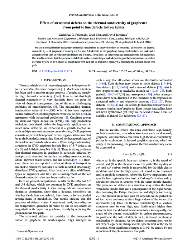 (PDF) Effect of structural defects on the thermal conductivity of ...
