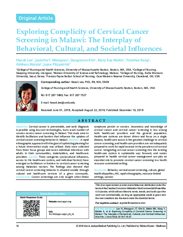 (PDF) Exploring Complicity of Cervical Cancer Screening in Malawi: The ...