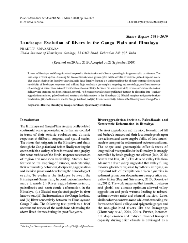 (PDF) Landscape evolution of Rivers in the Ganga Plain and Himalaya