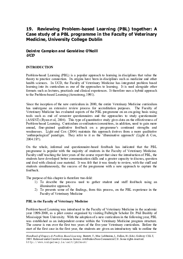 (PDF) Reviewing Problem-based Learning (PBL) together: A Case study of ...