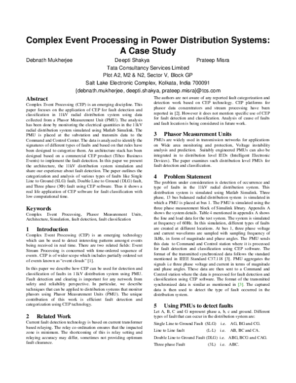 (PDF) Complex Event Processing in Power Distribution Systems : A Case Study