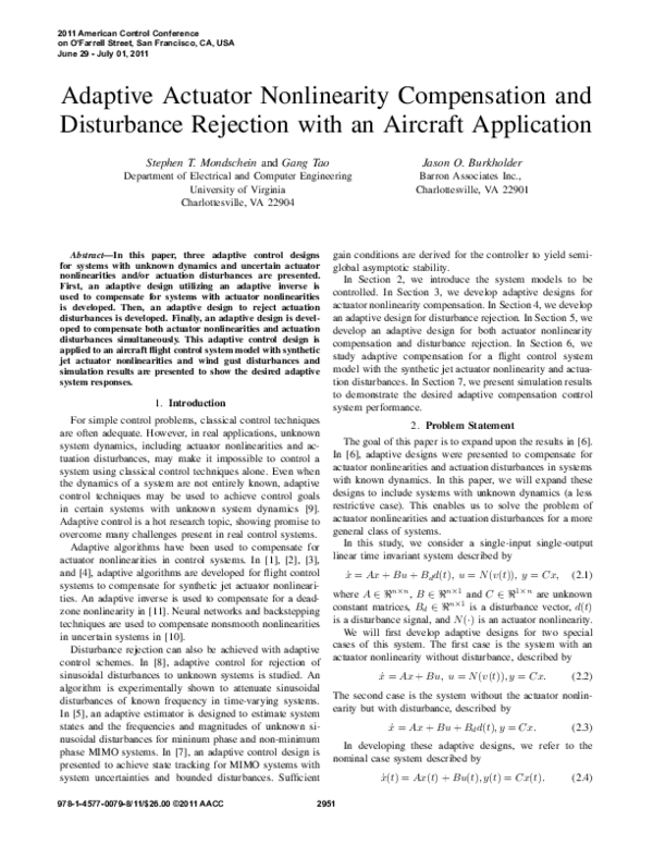 (PDF) Adaptive actuator nonlinearity compensation and disturbance ...