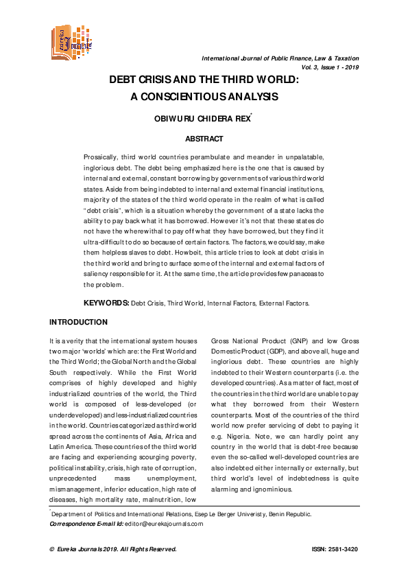 (PDF) Debt Crisis and the Third World: A Conscientious Analysis
