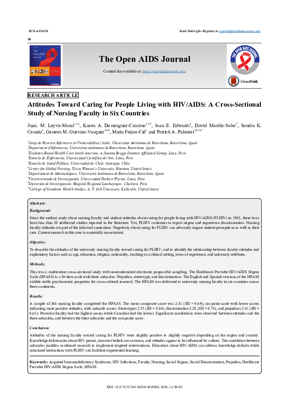 (PDF) Attitudes Toward Caring for People Living with HIV/AIDS: A Cross ...