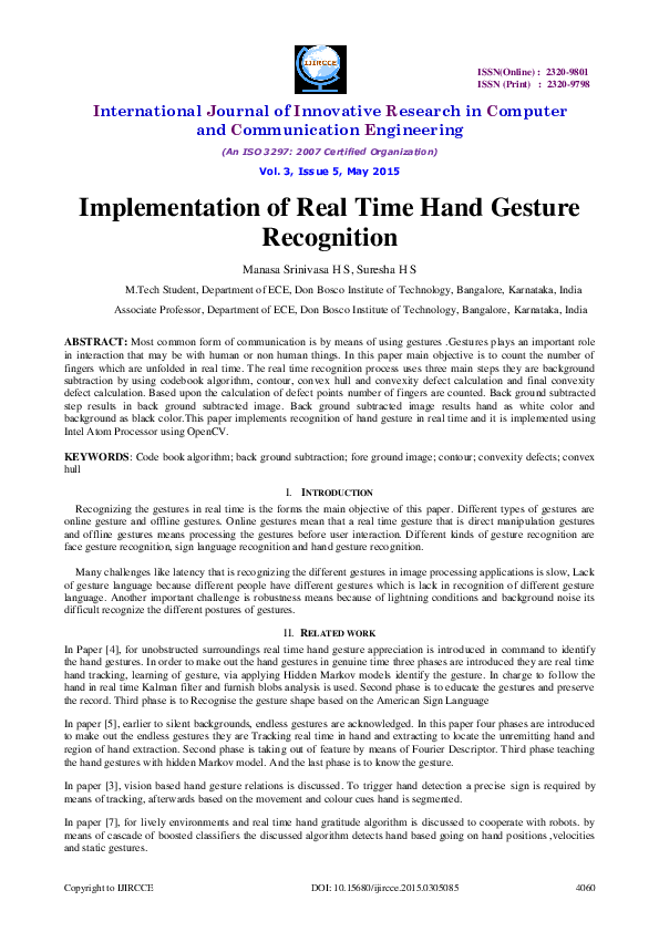 (PDF) Real-time hand gesture recognition