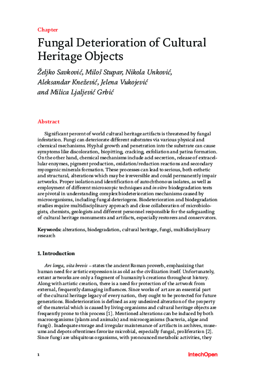 (PDF) Fungal Deterioration of Cultural Heritage Objects