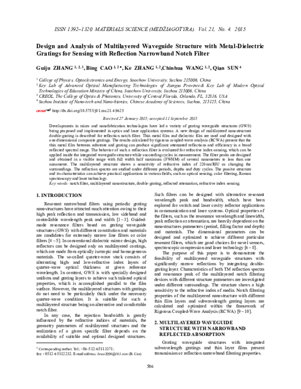 (PDF) Design and Analysis of Multilayered Waveguide Structure With ...