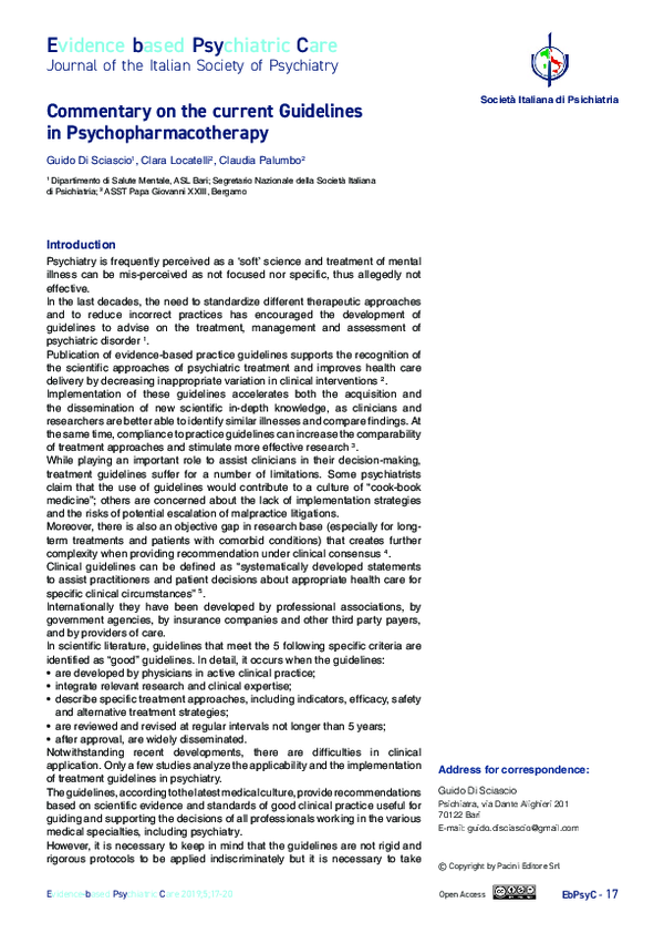 (PDF) Commentary on the current Guidelines in Psychopharmacotherapy