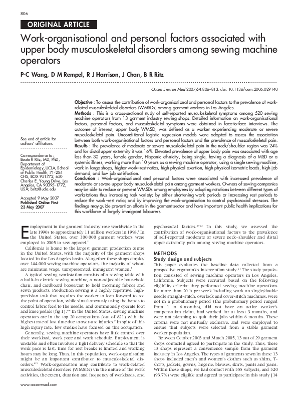 (PDF) and personal factors associated with upper