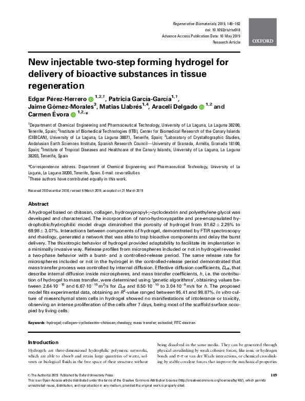 (PDF) New injectable two-step forming hydrogel for delivery of ...