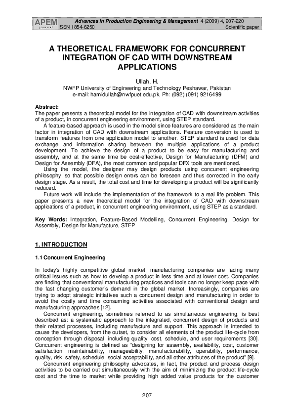 (PDF) A Theoretical Framework for Concurrent Integration of Cad with ...