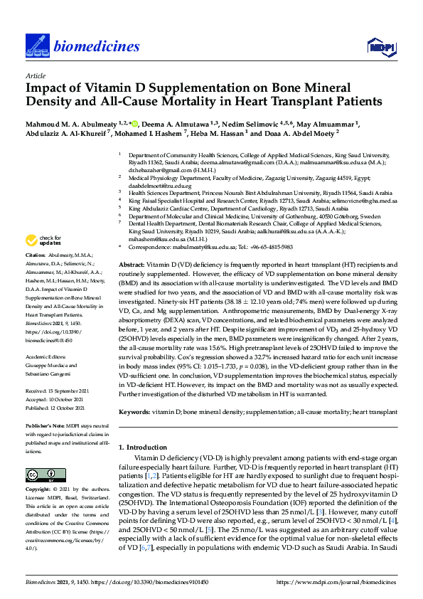 (PDF) Impact of Vitamin D Supplementation on Bone Mineral Density and ...
