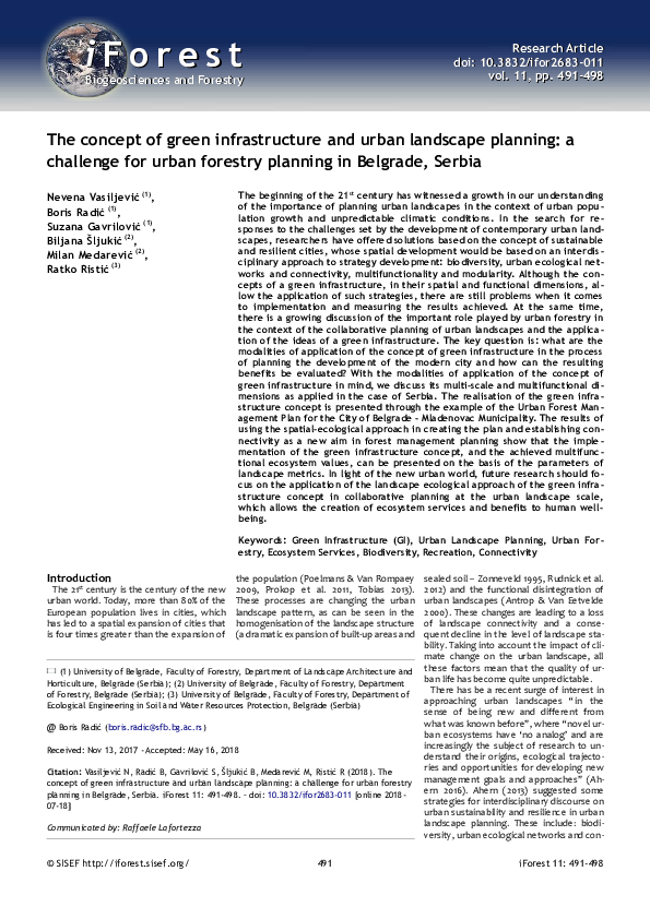 (PDF) The concept of green infrastructure and urban landscape planning ...