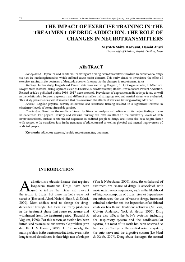 (PDF) The impact of exercise training in the treatment of drug ...
