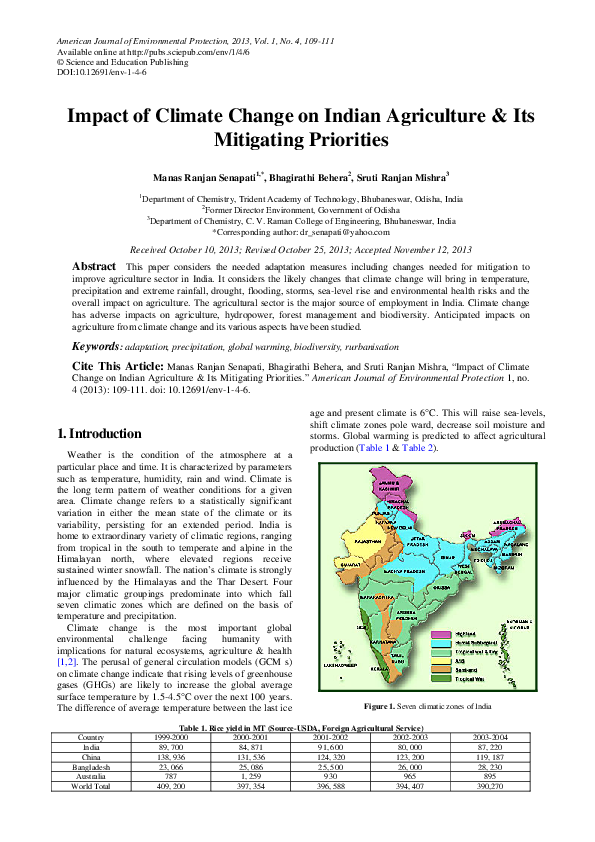 (PDF) DOI:10.12691/env-1-4-6 Impact of Climate Change on Indian ...