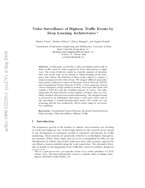 (PDF) Video Surveillance of Highway Traffic Events by Deep Learning ...
