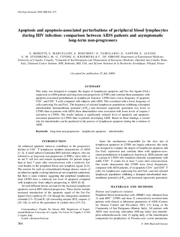 (PDF) Apoptosis and apoptosis‐associated perturbations of peripheral ...