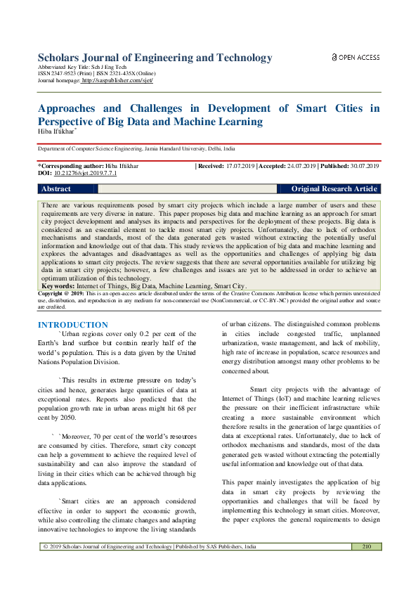 (PDF) Approaches and Challenges in Development of Smart Cities in ...
