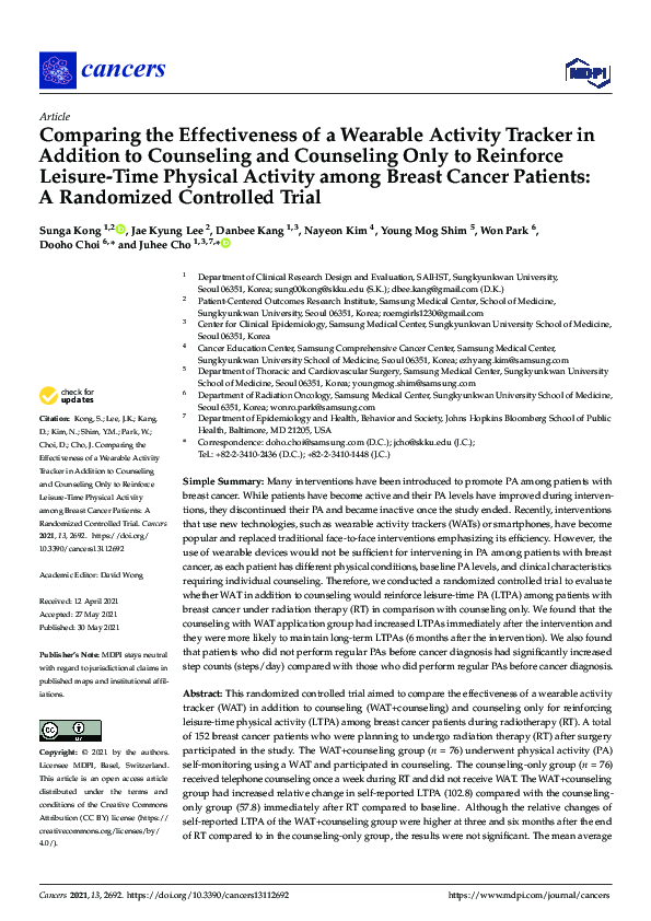 (PDF) Comparing the Effectiveness of a Wearable Activity Tracker in ...
